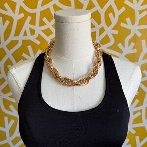 Adjustable Gold Colored Large Chunky Rope Chain Choker Necklace